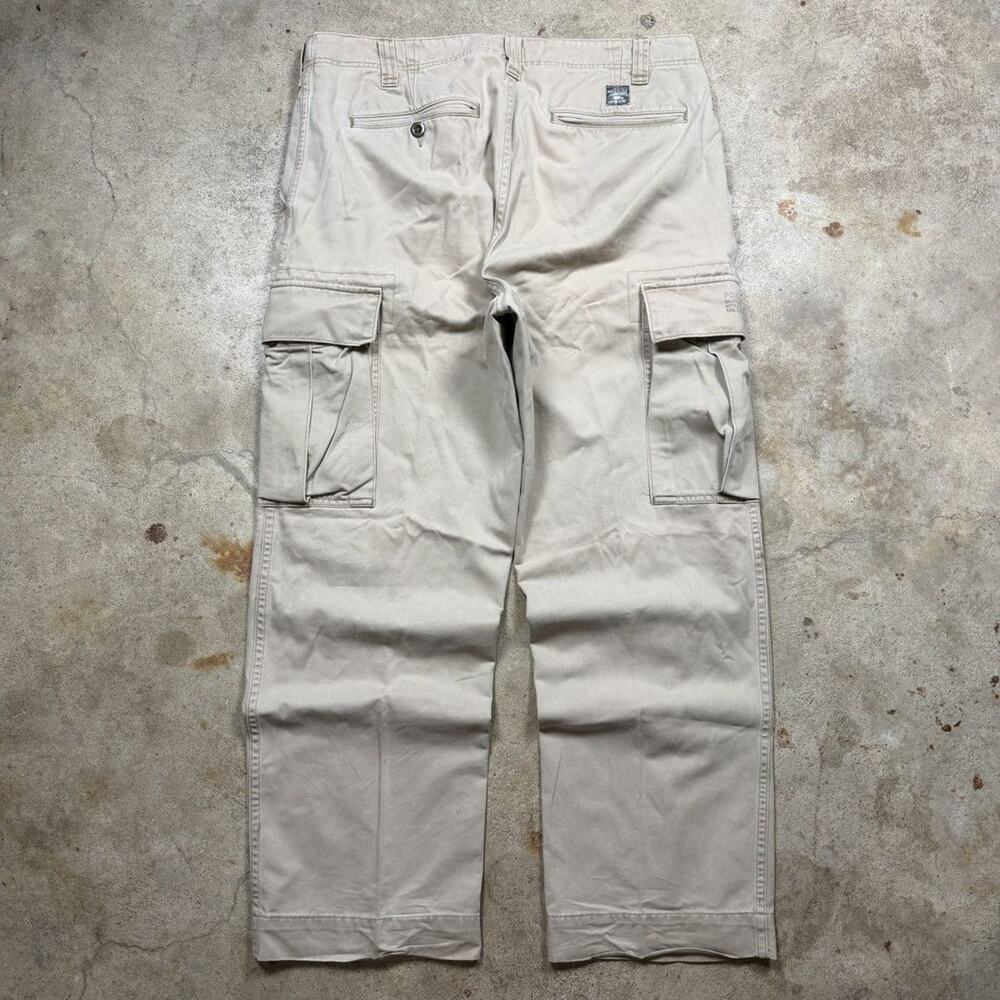 VTG Y2K Tan Polo Jeans Co. Military Style Baggy Skater Cargo Pants Size 38x32